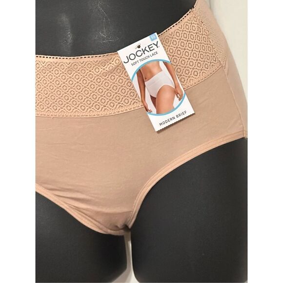 NEW WITH TAGS Jockey SOFT TOUCH LACE Modern Brief SIZE 5/S tan - Picture 1 of 5